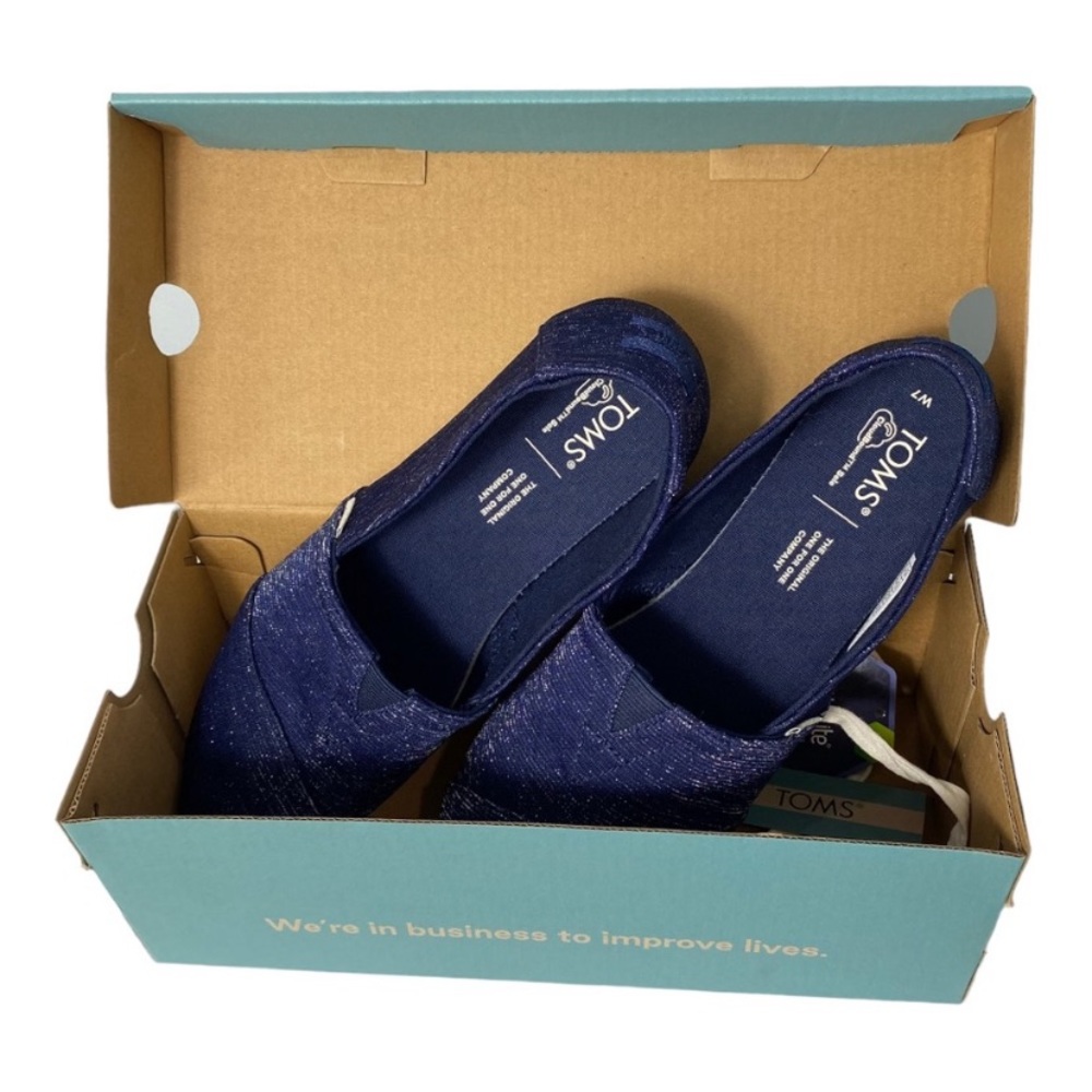Toms Alpargata Glimmer Navy Blue Casual Slip-on Canvas Shoes 7